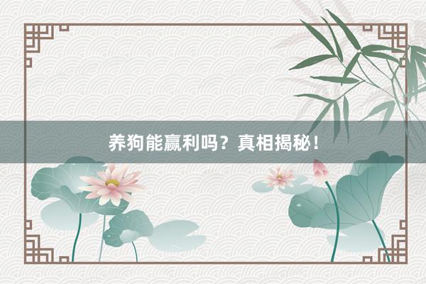 养狗能赢利吗？真相揭秘！